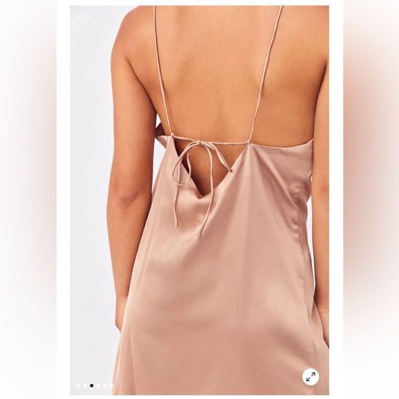 NWT Urban Outfitters Satin Tie Back Slip Dress Bronze Size Small - Picture 3 of 16